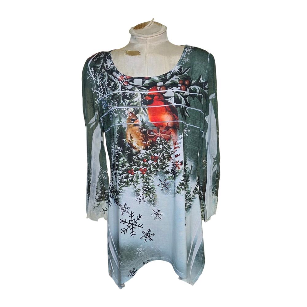 CAL STYLE USA WOMENS CARDIN TOP SIZE L WINTER Holidays